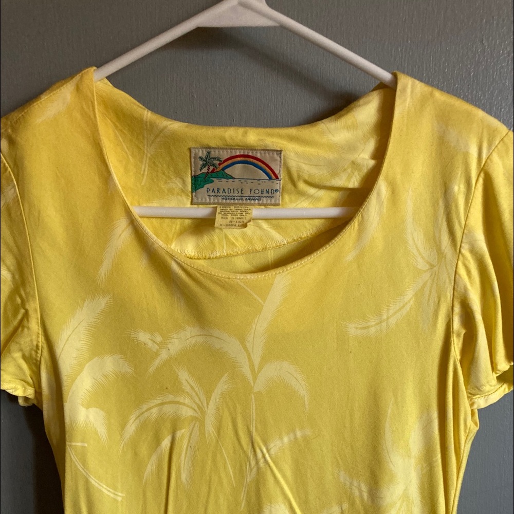 Yellow Hawaiian design short sleeve dress